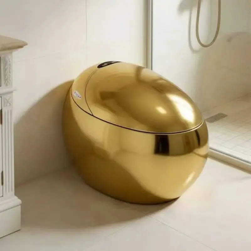 

Высокоинтеллектуальный умный унитаз-биде с автоматическим смывом, золотистый, керамический, в форме яйца, с сиденьем-биде