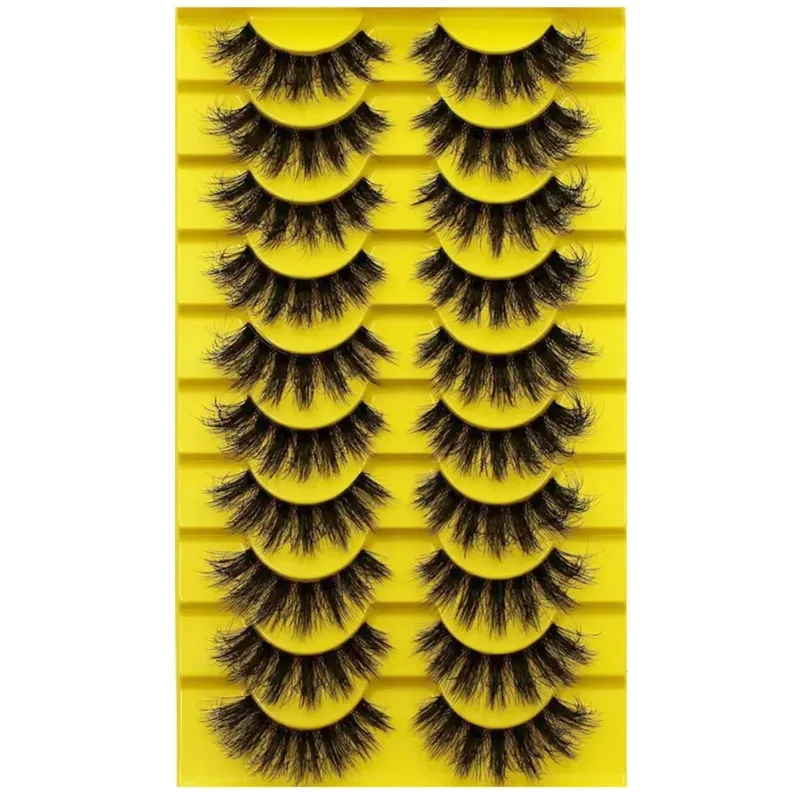 10 paires de cils moelleux russes - Faux cils 3D en désordre pour un look de maquillage épais et complet