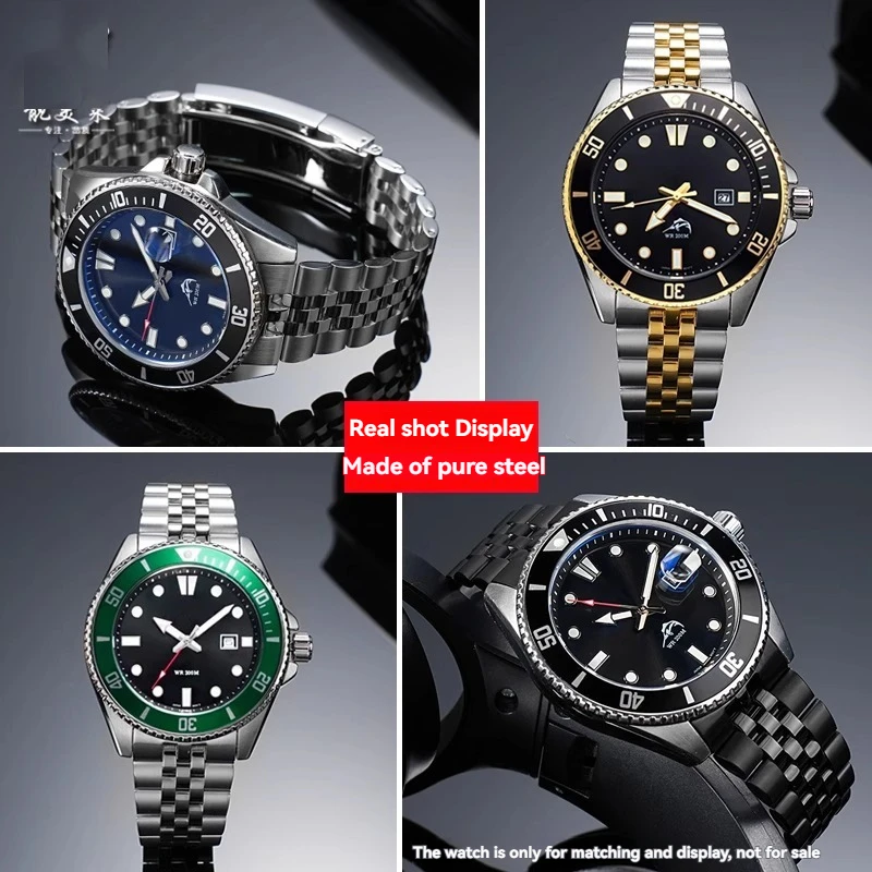 22mm For Casio MDV-106 MDV-106A MDV-106B-MDV106G MDV107 SerieS-WatchBand-silver-Gold Solid Link End men'S-Strap Bracelet