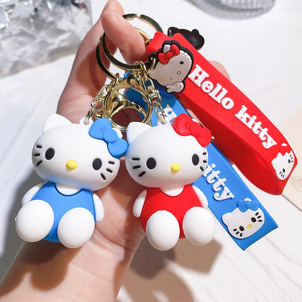 MINISO Anime Hello Kitty portachiavi Cartoon Doll Sanrio Kawaii Kt Cat Pvc Child Bag portachiavi per auto regalo per bambini portachiavi fidanzata