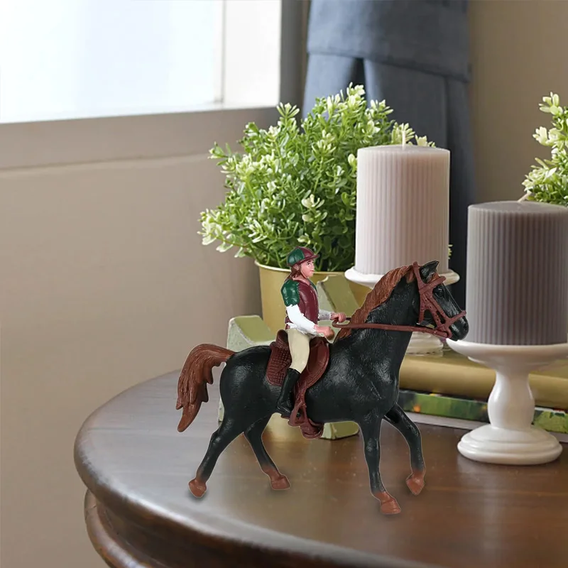 1PC Realistic Simulation Animals Rider Horse Figurine Models Action Toy Figures Solid DIY Scene Lifelike Horse Model Home Decor