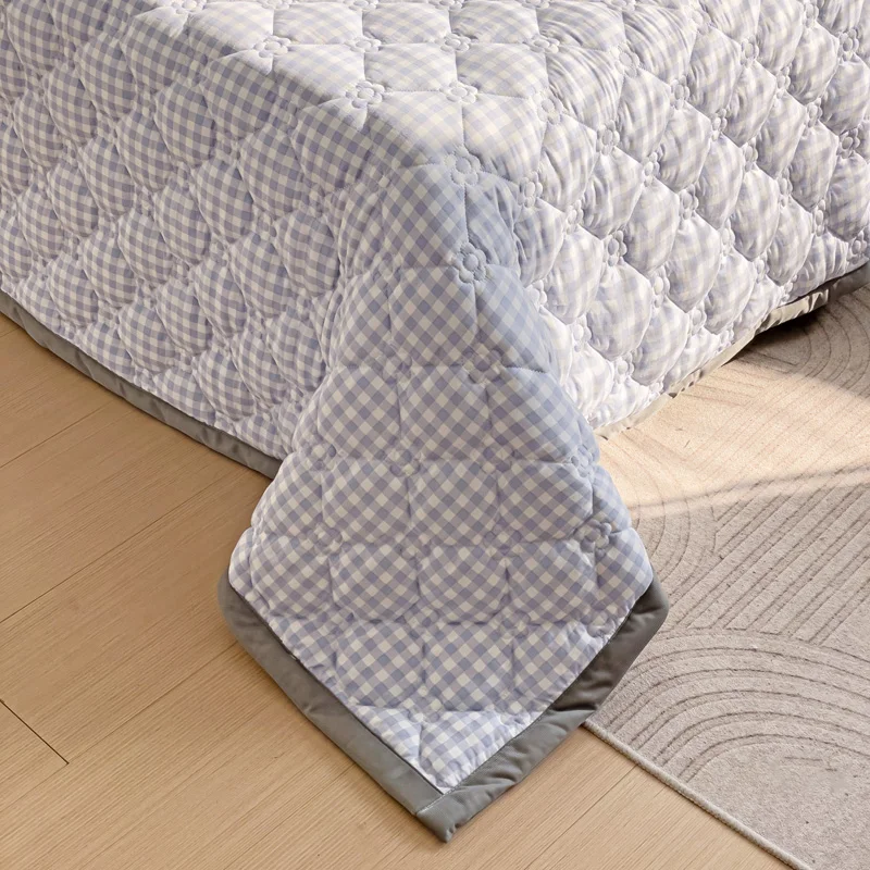Quilted Bedspread Plaid Style Bed Linen Thickened Bedsheet Home Blanket Skin-friendly Bed Cover 침대커버 (Pillowcase Need Order)