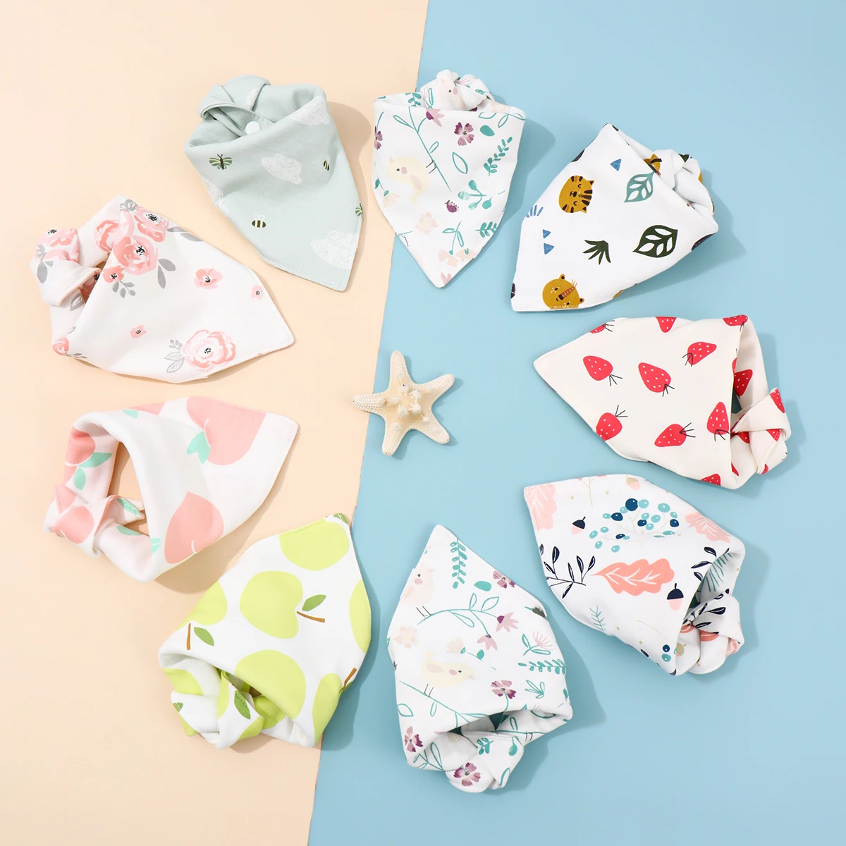 Double layer cotton wool triangle towel baby double snap button adjustable saliva towel baby bib bib eating pocket