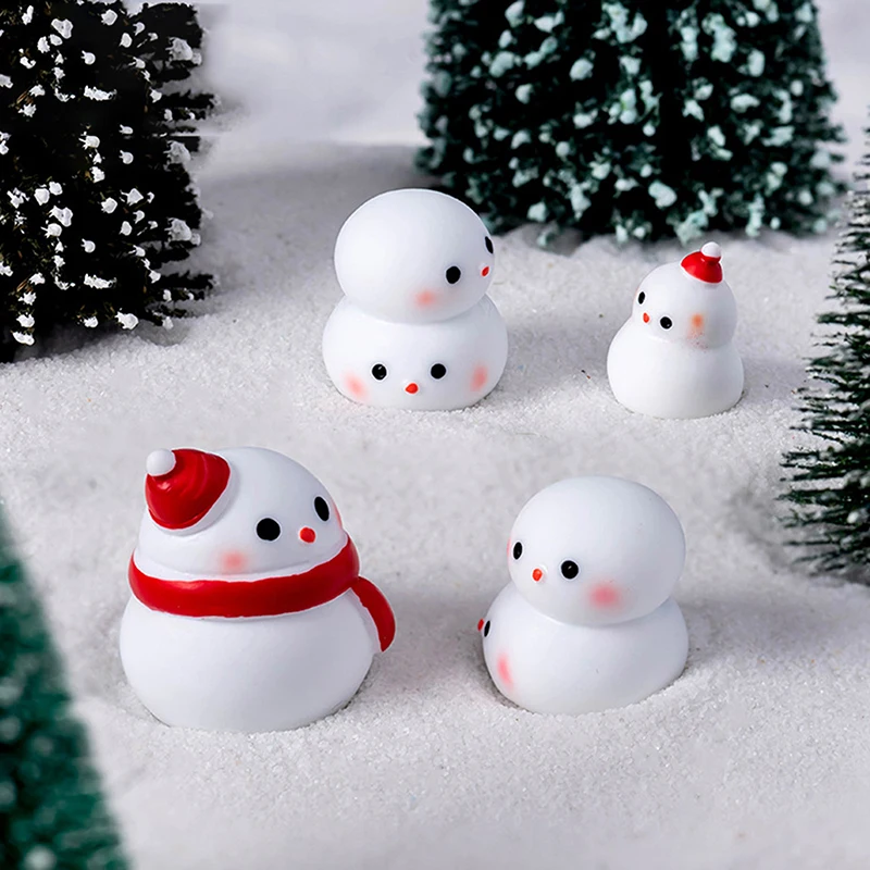 Cartoon Cute Christmas Snowman Doll Micro Landscape Ornament Dollhouse Home Garden Craft Decorations DIY Resin Accessories