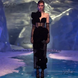 Santorini Customized Prom Dresses with Flowers One Shoulder Robe Des Cocktail Party Dress Ankle Length Evening Gowns