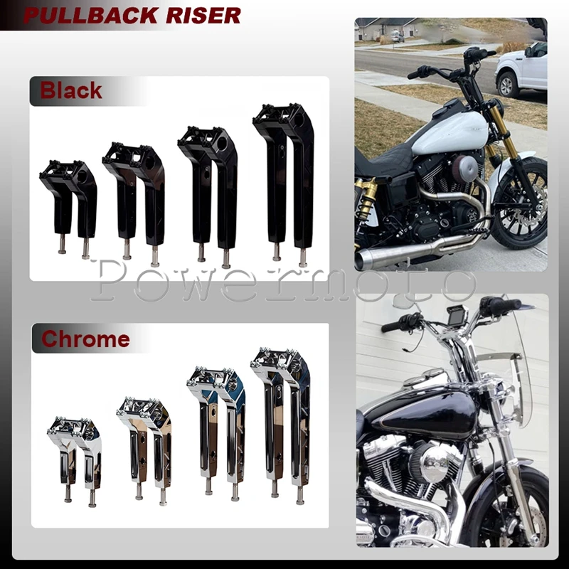 For Harley Dyna Low Rider Street Bob Pullback Back Handlebar Riser Kit 25mm 1inch Handle Bar Riser Top Clamp 6