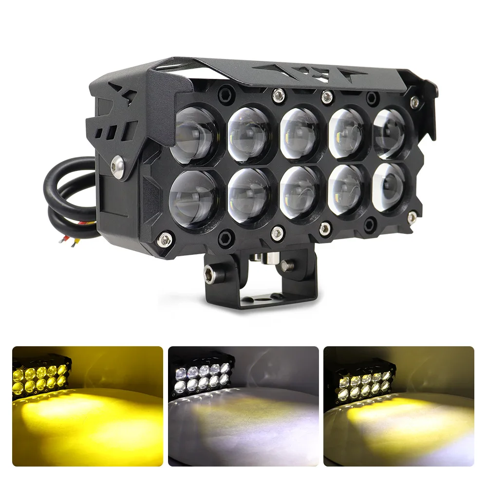 Electric vehicle spotlight 10 beads with fan super bright strong light night remote motorcycle spotlight