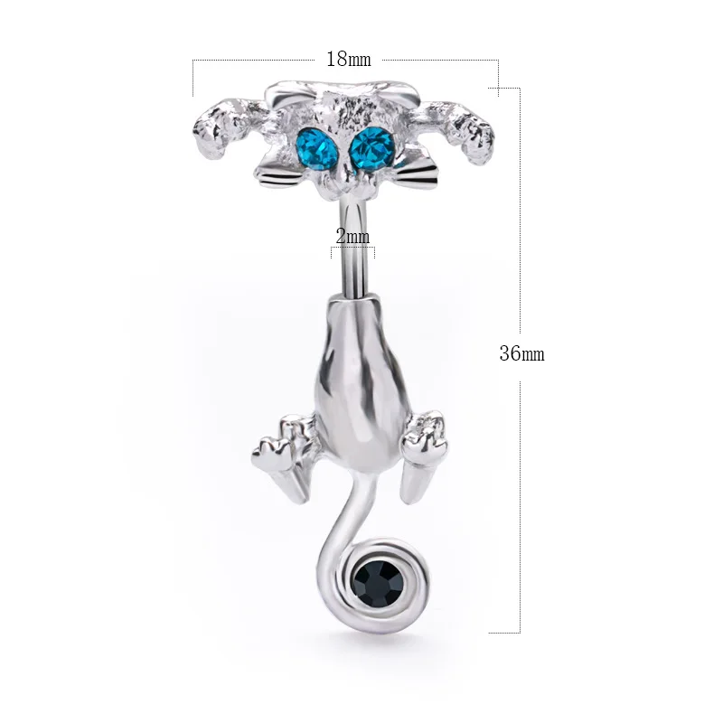 Fashion Belly Navel Ring Stainless Steel Vintage Cat Belly Piercing Women Sexy Body Jewelry Gifts