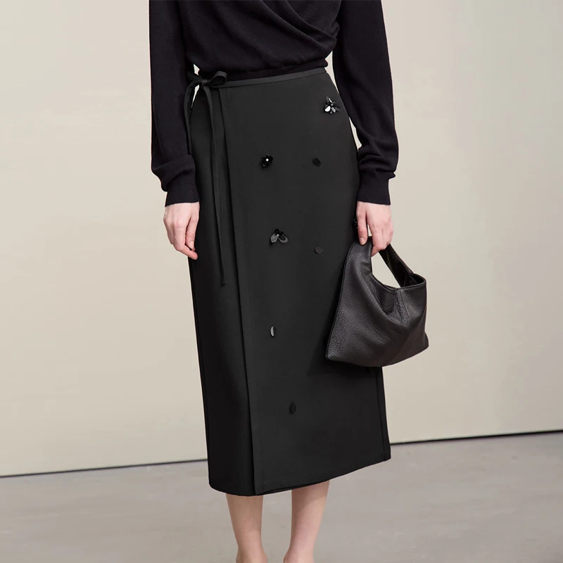 Amii تنورة نسائية 2026 ربيع جديد مكتب سيدة المضادة للتجاعيد مسمار زهرة ميدي تنورة أنيقة تنوعا الملابس النسائية 12621008 #3