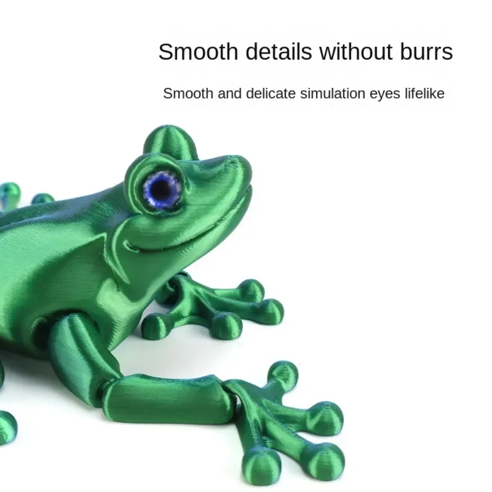 Modèle de jouets imprimé en 3D grenouille, décoration de salle mobile multi-articulée, accessoires de bricolage, multi-articulation mobile avec yeux scintillants