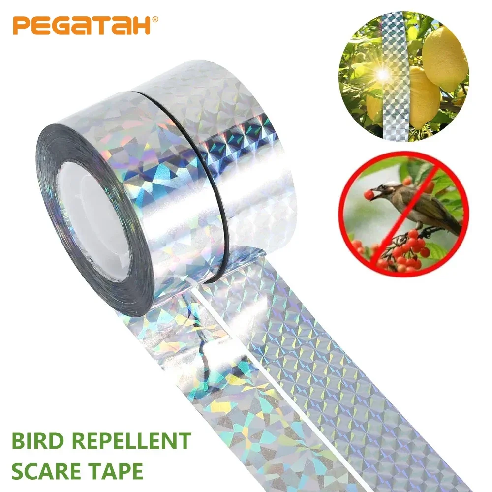 80M 50M Anti Bird Tape Flashing Reflective Bird Repellent Scare Tape Pigeons Crow Keep Away Double-sided Bird Repeller Ribbon