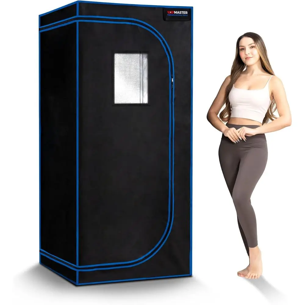 Tienda de sauna doméstica infrarroja - 1300W, hasta 140 ° F, caja de sauna negra con cremallera