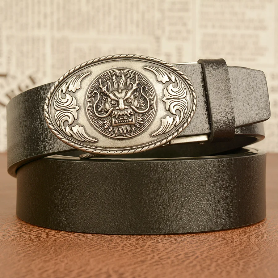 Men's leather belt, personalized faucet, automatic buckle, casual belt, men's leather dragon belt