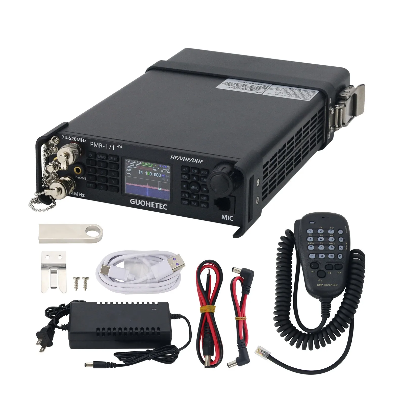 HamGeek PMR-171 100KHz-2GHz 20W SDR Transceiver VHF UHF HF CW AM SW Mobile Radio Version 2 + Compass Module