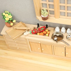 Dollhouse Wooden Vintage Cabinet Sink Drawer Cabinet Mini Cabinet Shelf Legs Cupboard Model Dollhouse Furniture Decor DIY Toys