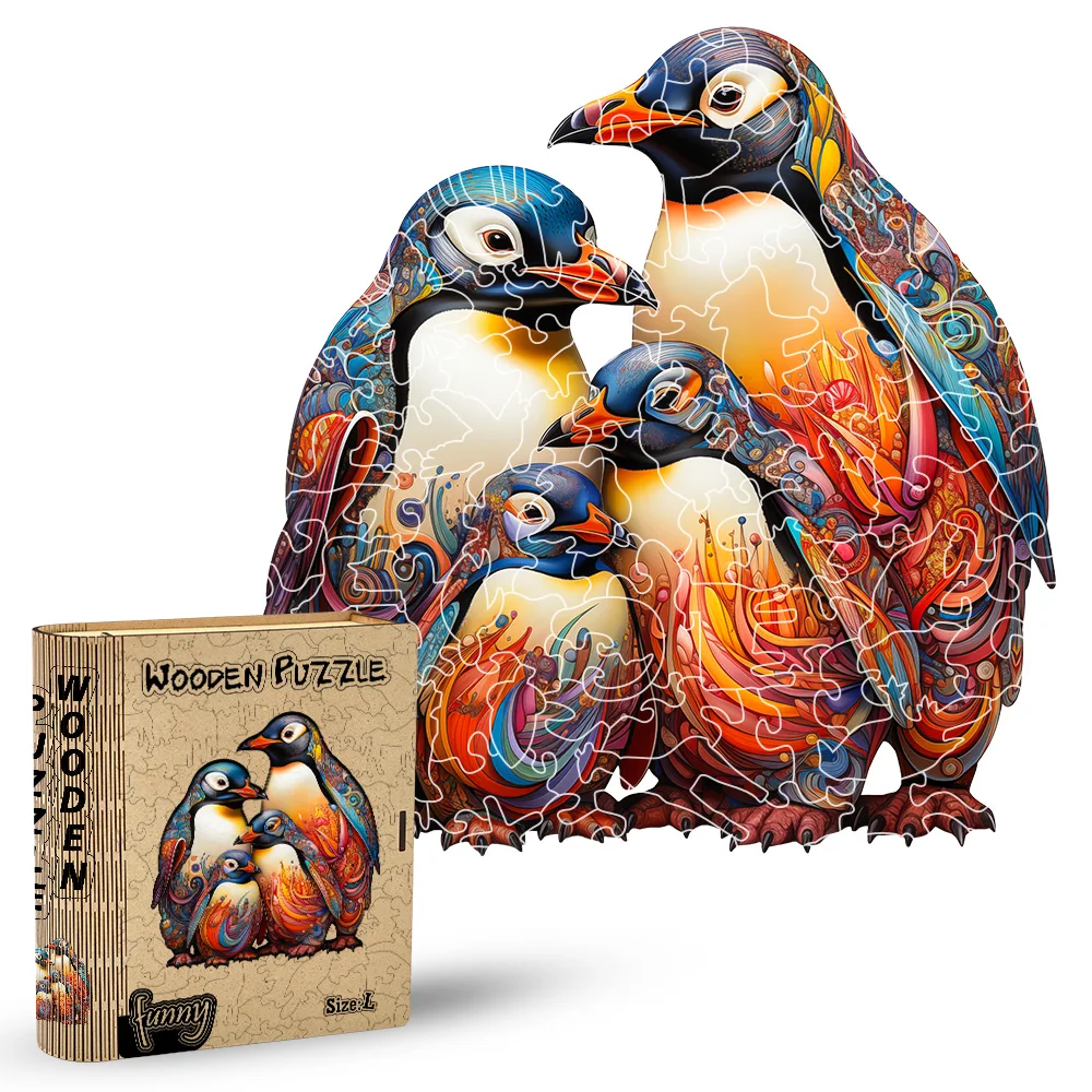 

Unique Shape Penguin Wooden Jigsaw Puzzle – Advanced Level for Adults & Family
