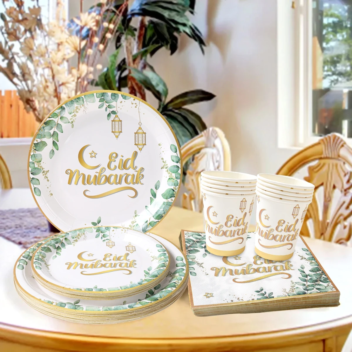 عيد الفطر مجموعة أدوات المائدة القابل للتصرف الغابة تحت عنوان كرتون كوب الديكور الإسلامي مسلم أدوات المائدة الطرف الديكور هدية عيد الفطر