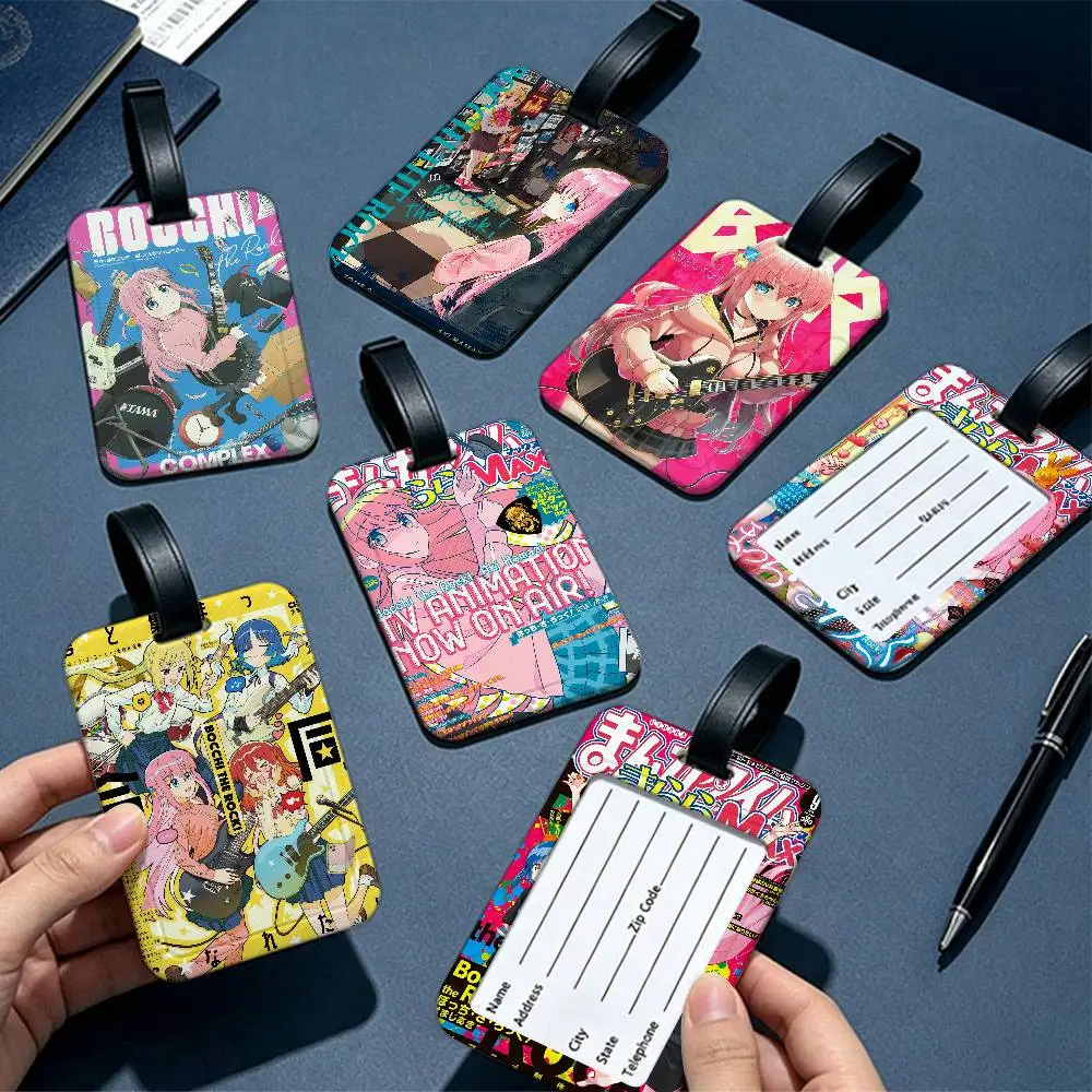 Music anime B-BOCCHI THE R-ROCK Durable PVC Anti lost Baggage Tag With Info Card Lightweight Luggage Identification Label