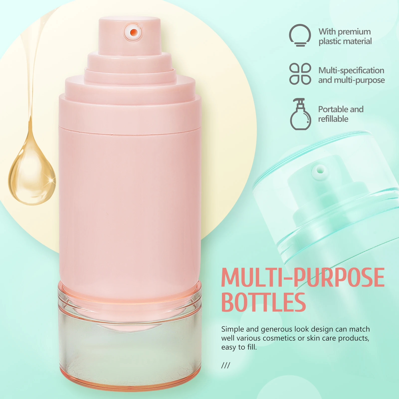 

2 Pcs Press Bottle Vacuum Emulsion Bottles Travel Leak Transparent Lotion Vial Pump Small