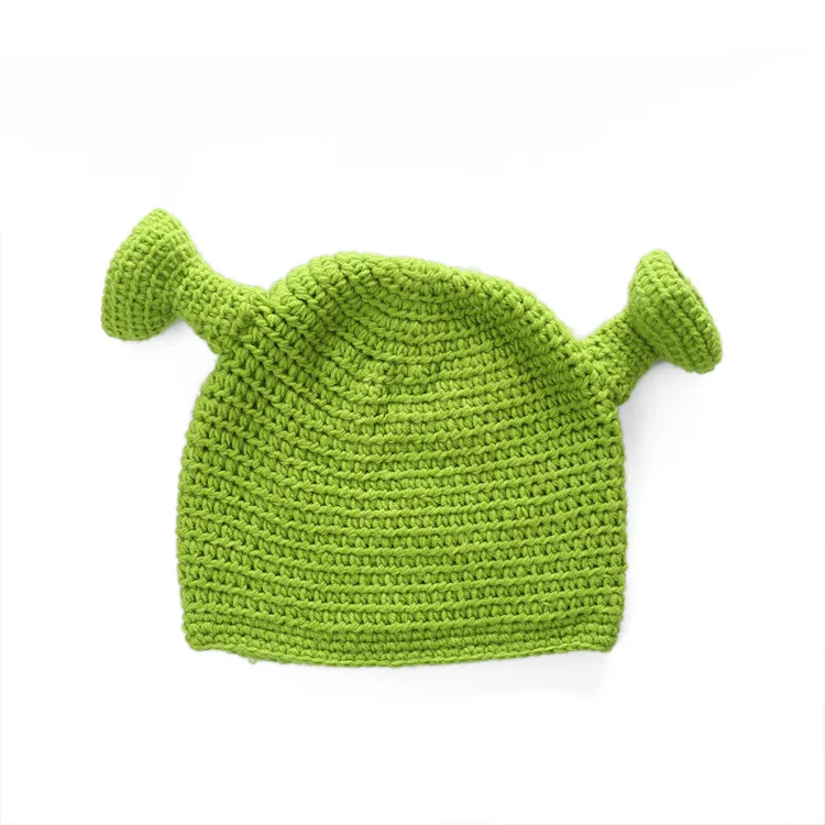 2022 Unisex Balaclava Monster Hat Wool Winter Knit Hat Green Party Funny Beanie Skull Hat Women Men Handmade Sweater Hat