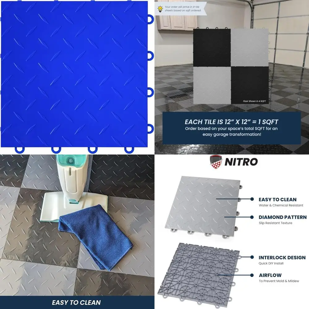 بلاط أرضية جراج بلاستيكي متشابك 12 × 12 غير قابل للانزلاق - معًا، حل تنظيم المرآب #1
