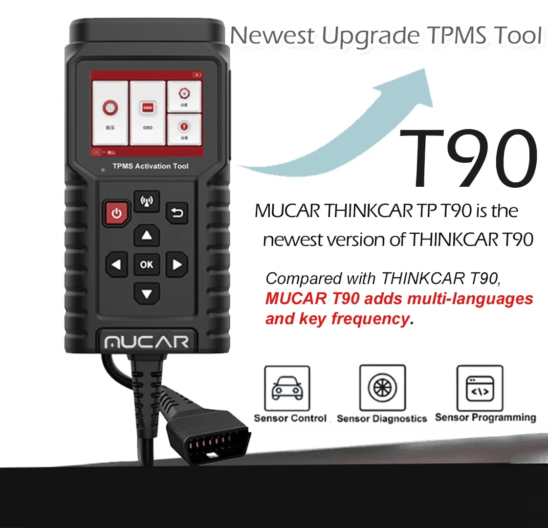 MUCAR T90 Programmer with S3 TPMS Sensor 2in1 315MHz 433MHz Car Tire Pressure Programming Update of ThinkCar T90 S3