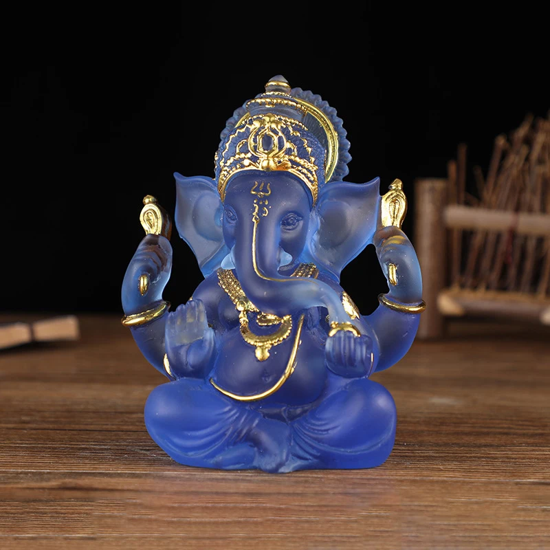 Handmade Resin Lord Ganesha Statue Elephant God Ganpati Figurine for Home Altar Hindu Decor