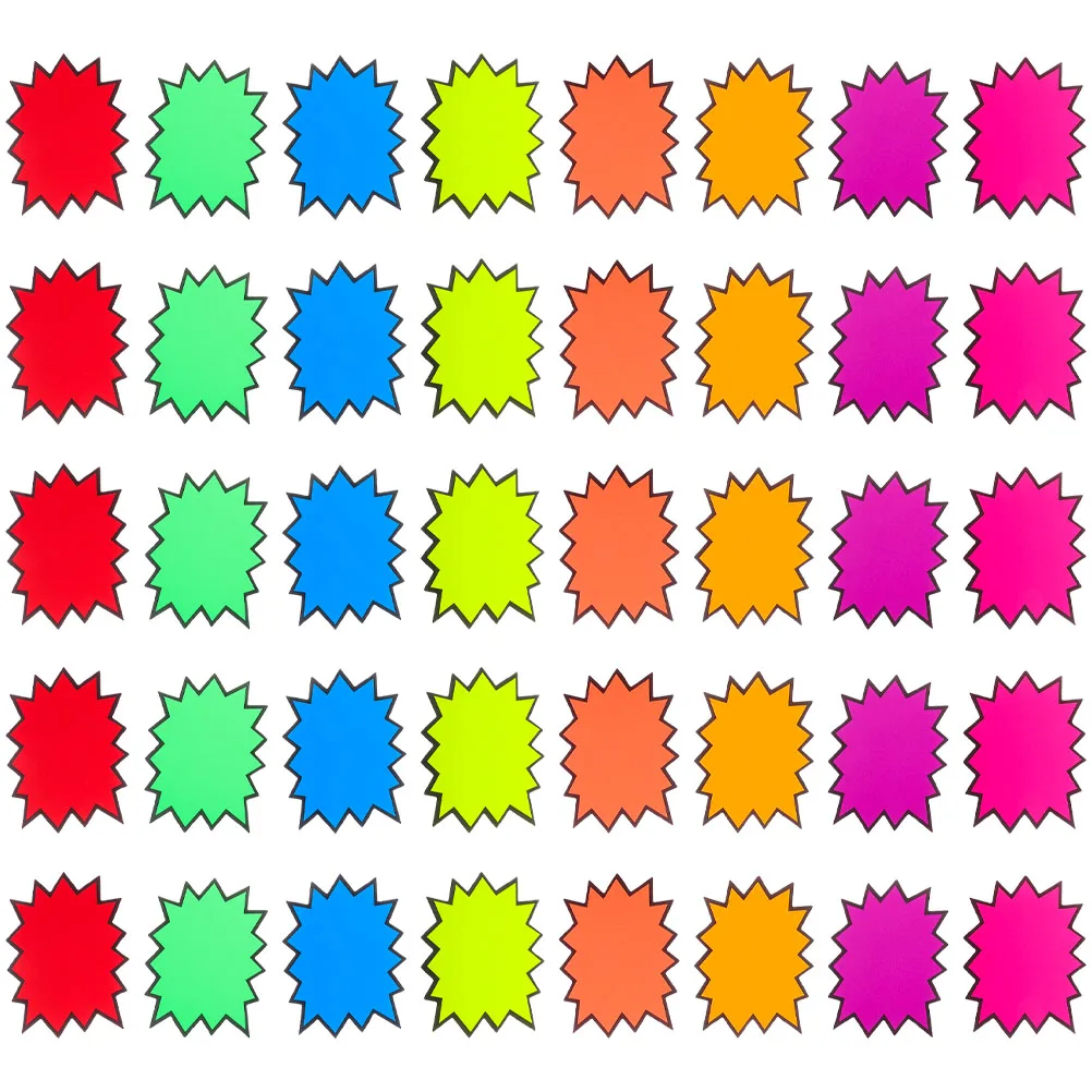 

160pcs Price Label Tags Vibrant Fluorescent Burst Star Cutouts Sale Tickets Jewelry Tags Clothing Tickets Retail Store