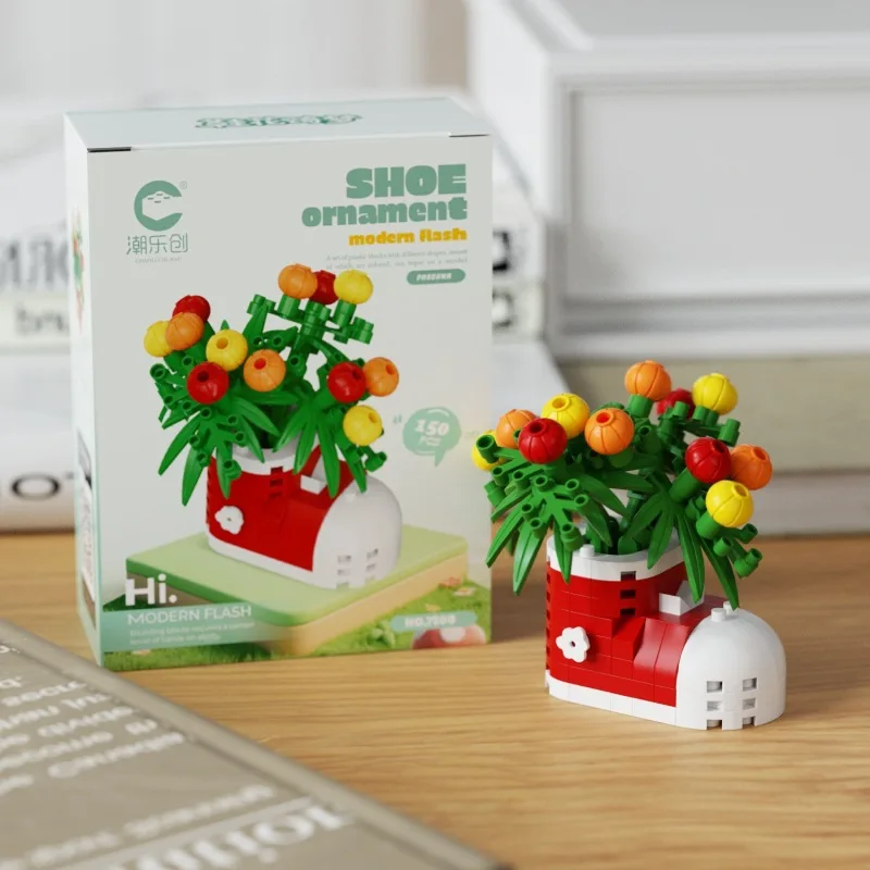 Neues Produkt kreative Mikropartikel Freizeit Baustein Spielzeug Schuhblume Qimeng Serie Desktop-Dekoration Ornamente Geschenk – Detail 10