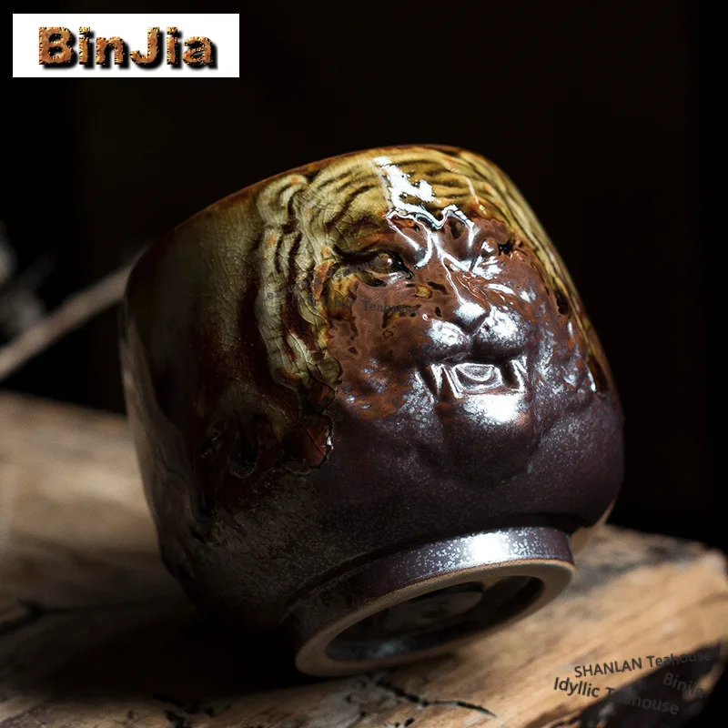 200ml Clear Water Wood-fired Tiger Head Teacup Vintage Tea Bowl Cute Cup Tea-tasting Personal Cup Chazhan Master Cups Drinkware