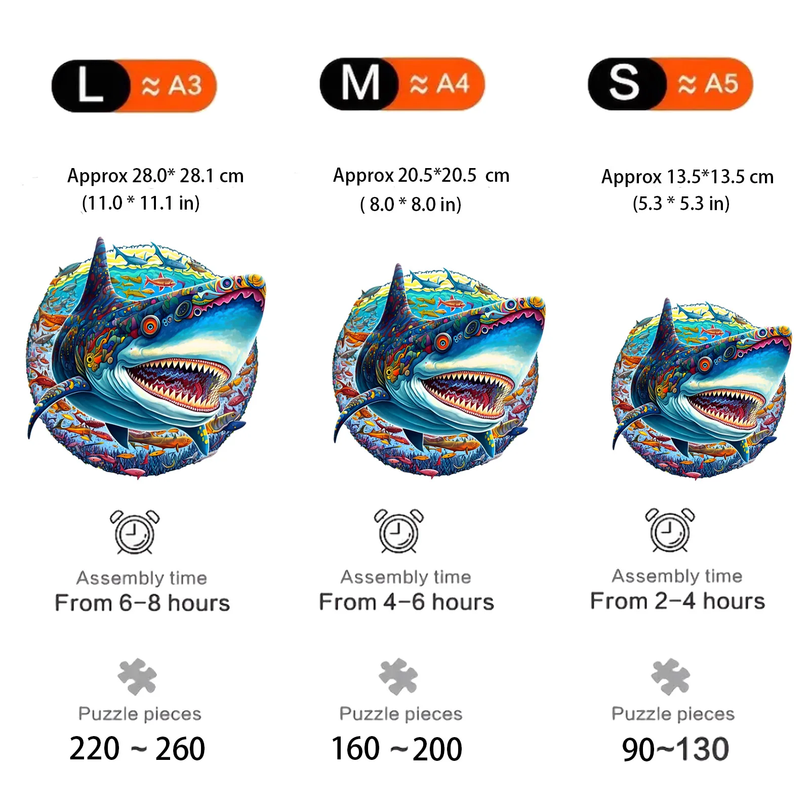 Shark Pattern Wooden Puzzle, Irregular Animal Shapes, Stress Relief Toys, Holiday Birthday Gift