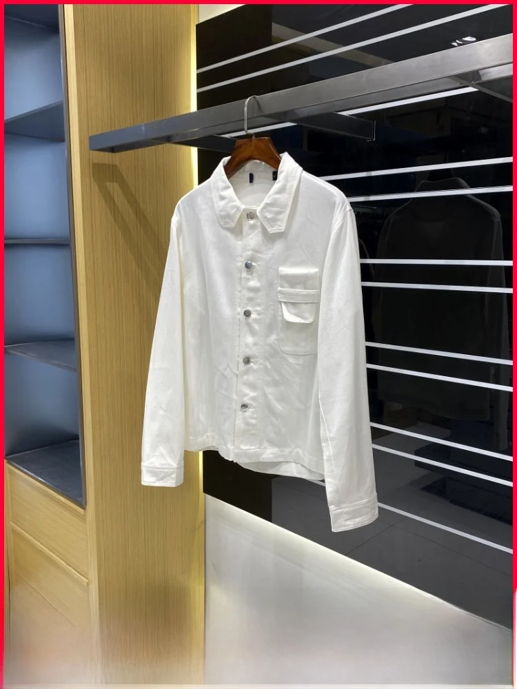

100% Cotton Washed Spring Men's High Density Twill Workwear Denim Shirt Jacket Trendy Breathable Long Sleeve Casual