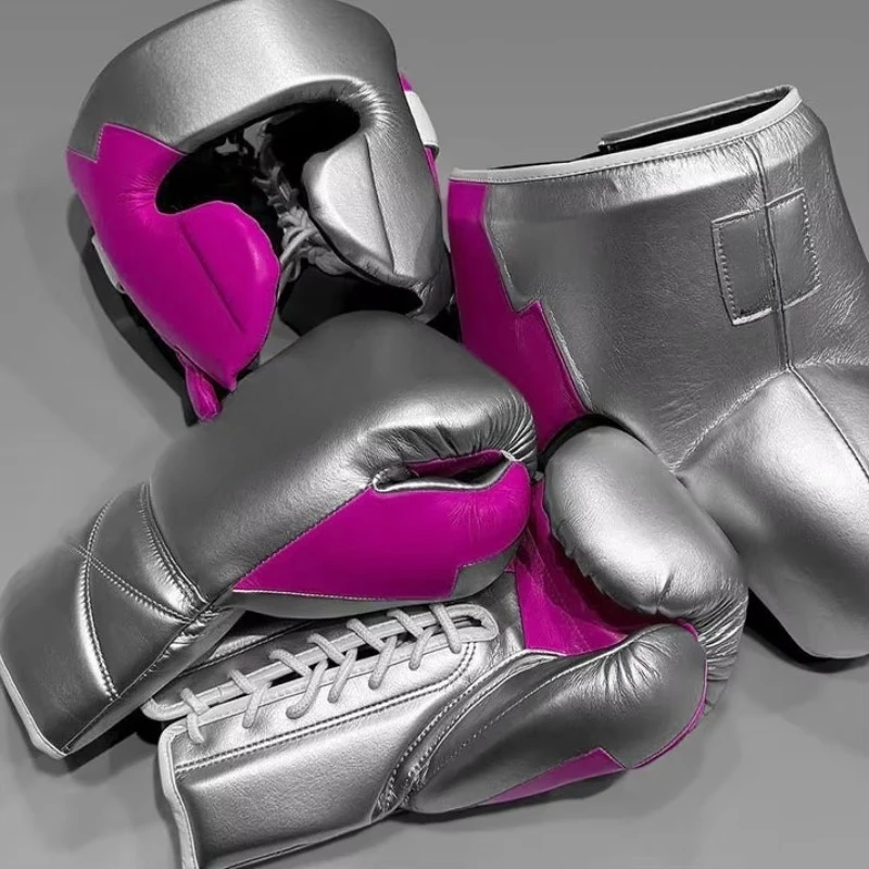 High-quality Colored Flying Boxing Set, Leather Material, Logo Velcro, Non-slip, Suitable for Muay Thai.