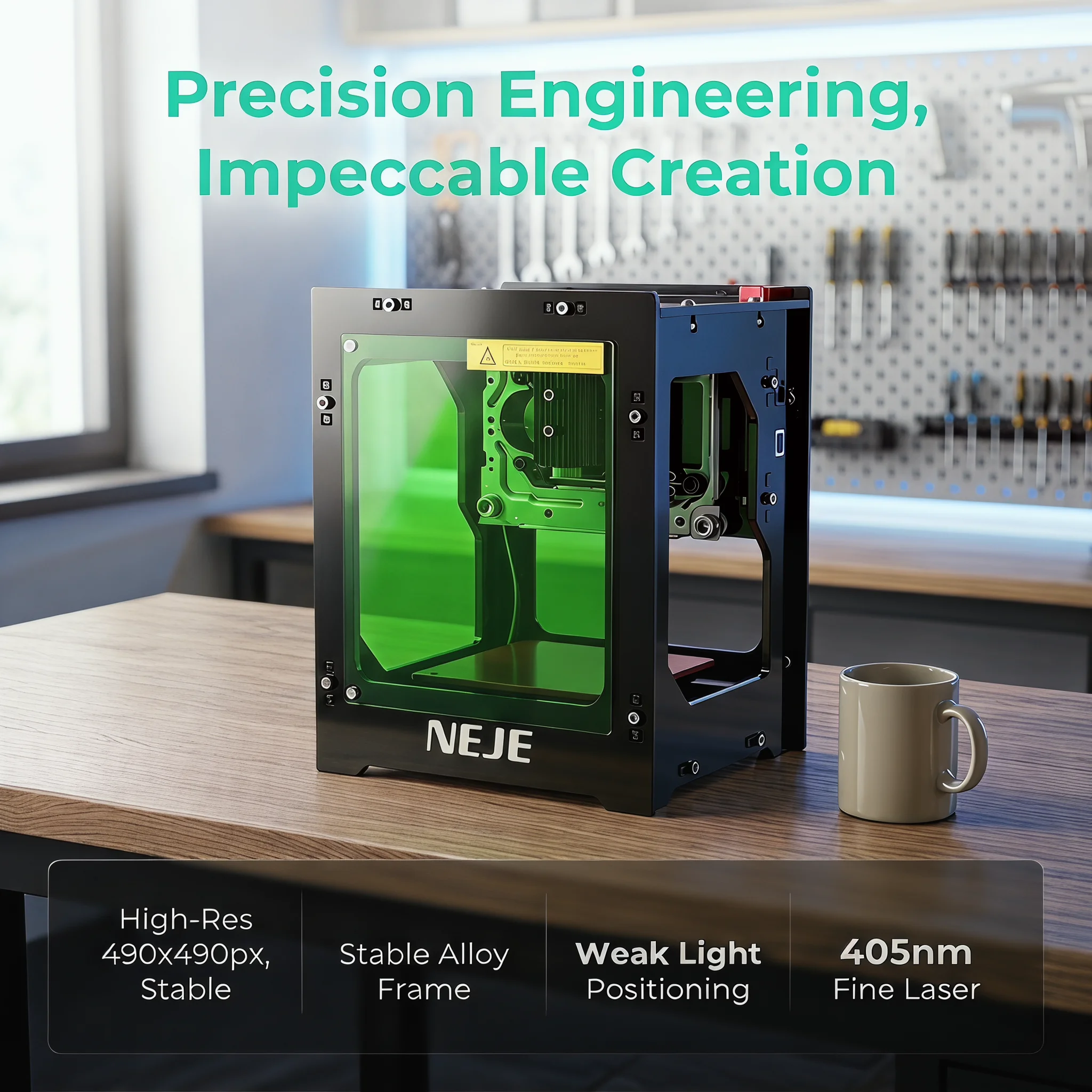 NEJE DK-8-KZ Mini Laser Engraving Machine 38x38mm Portable Desktop Engraving Machine for Wood/Leather/PVC[Beginner-friendly]