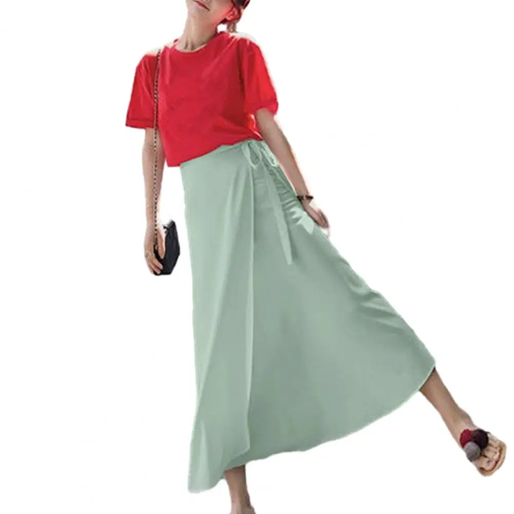 

Korean Fashion 2023 Wrap Skirt Split Loose Women A-line Long Skirt 스커트