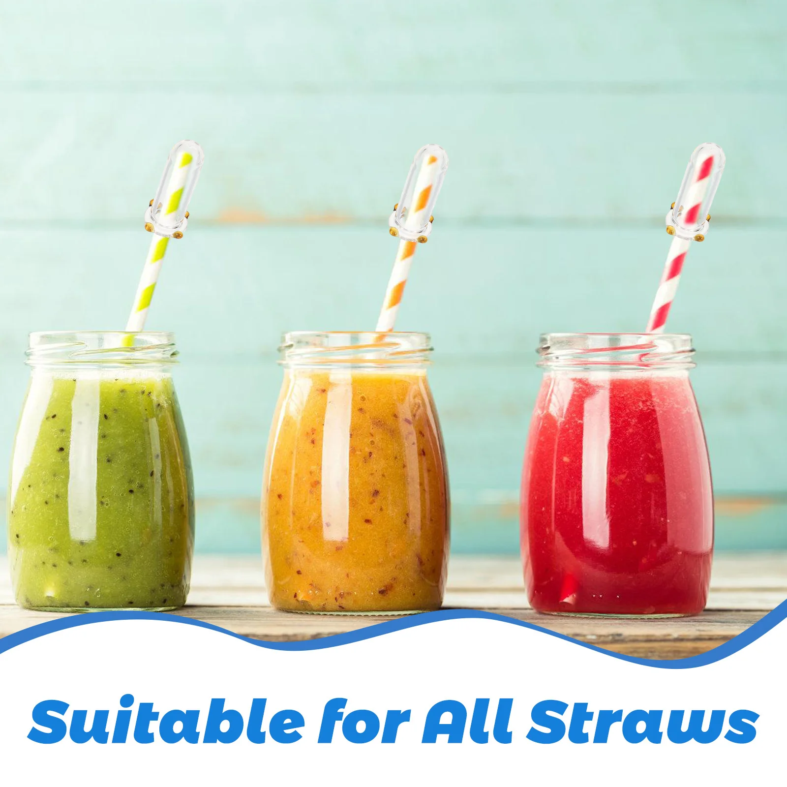 

4Pcs Straw Caps Solid Glass Clear Straw Covers Protector for Reusable Drinking Straws Party Supplies Protectors for Straws