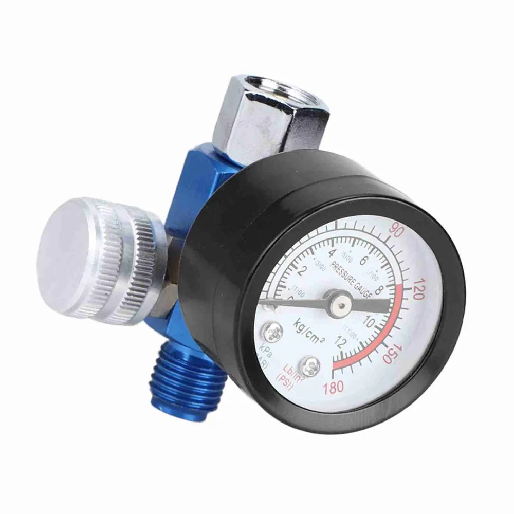 1pcs G1/4 Thread Air Pressure Regulator Adjustable 0-180 PSI Built-in Pressure Gauge Spray Gun Regulator