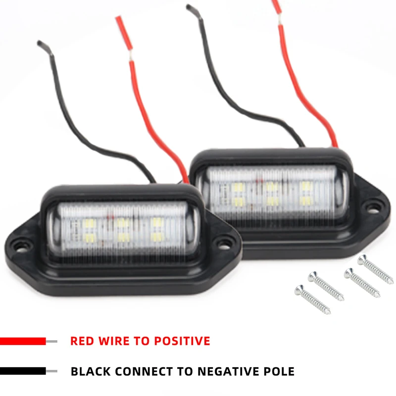 

1/2PCS 24v 6 LED Car License Number Plate Light For SUV Truck Trailer Lamp White Bulbs Car Products License Plate Lights