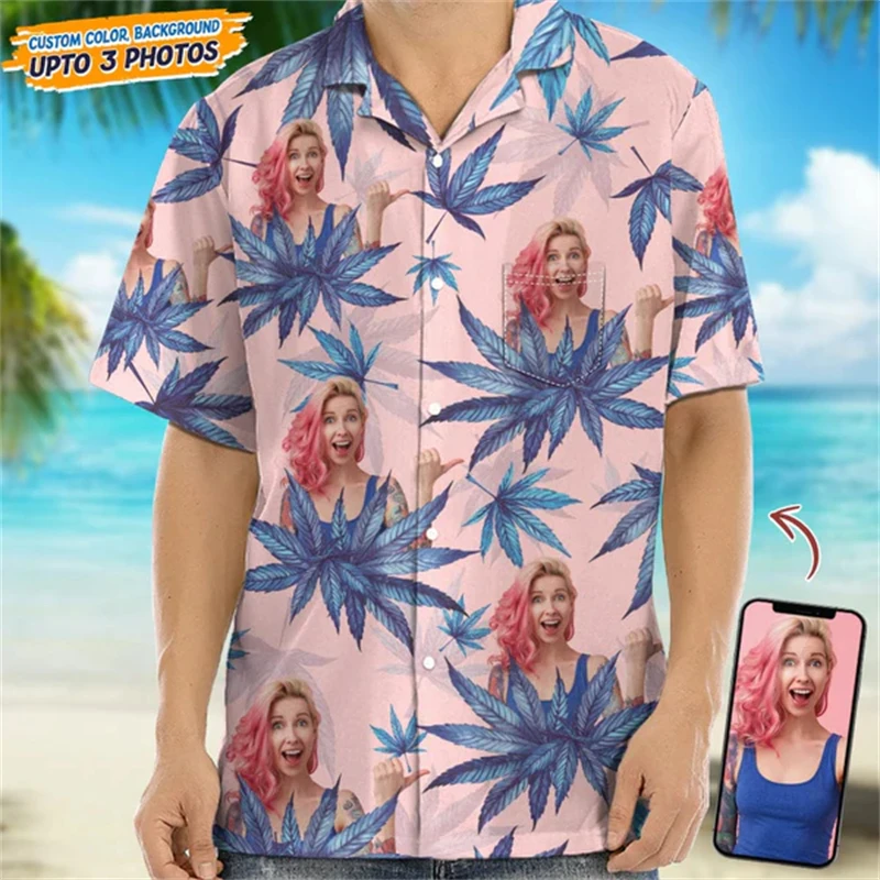 Floral Avocado Palm Leaf Shirts For Men Clothing Customized 3D Print Hawaii Beach Shirt Holiday Party Clothes Casual Blouse Tops