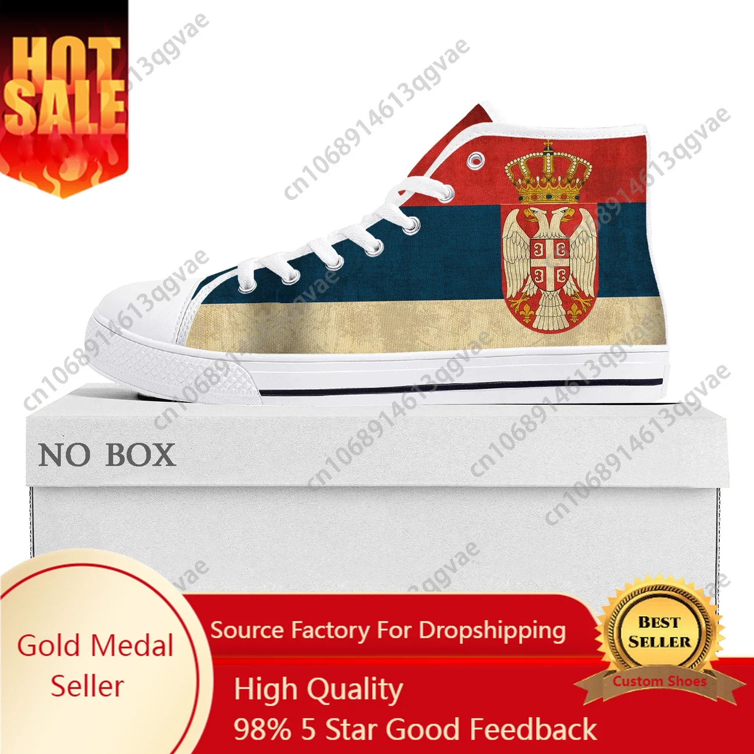 Serbian Flag High Top High Quality Sneakers Mens Womens Teenager Canvas Sneaker Serbia Casual Couple Shoes Custom Shoe