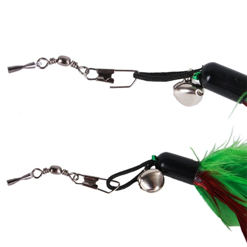 Lovely Cats Green Toy Cats Wand Toy Fishing met groene veren voor binnen Katachtigen spelen veren