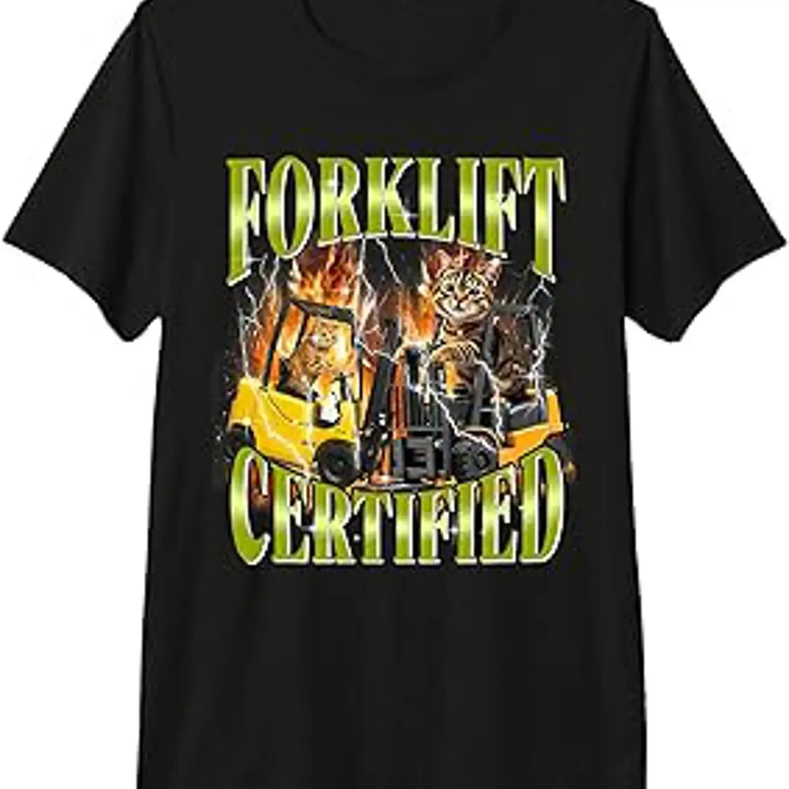 Forklift Certified 90s Cat Meme Driver Premium Tri blend T Shirt vintage Washed Slightly designer clothes Top For Everyday Wear