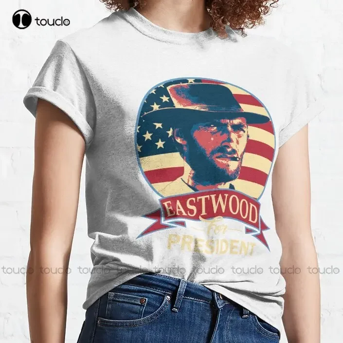 Eastwood For President Trend T-Shirt Clint Eastwood Graphic Tshirts For Men Cotton Outdoor Simple Vintage Casual Tee Shirts