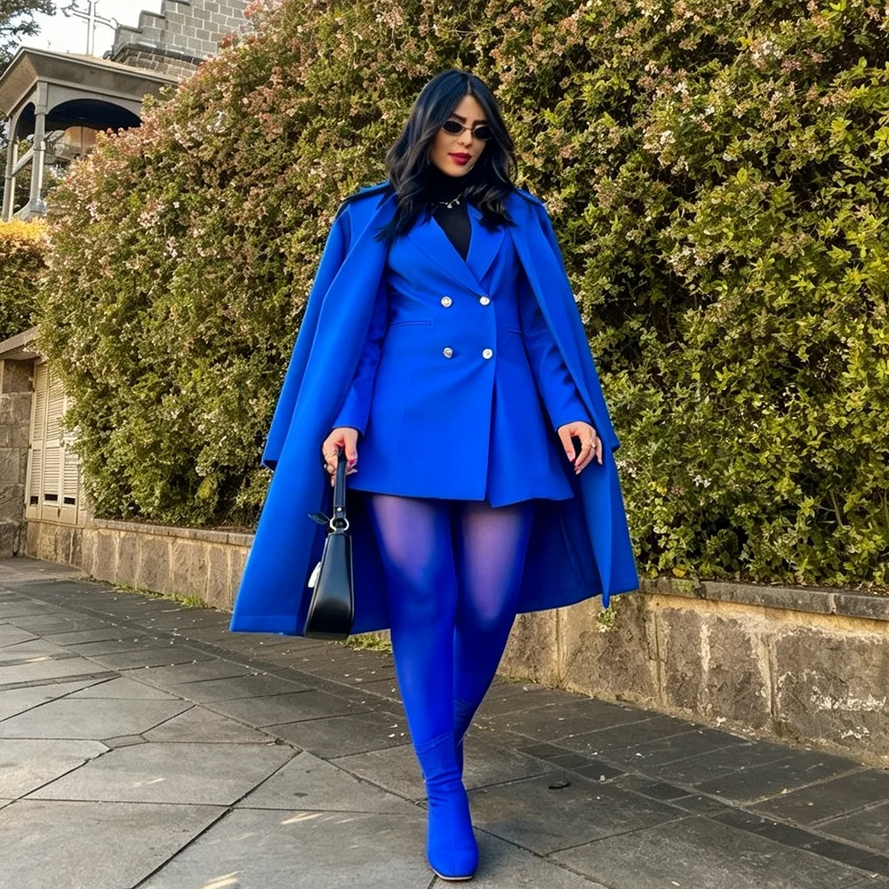 Elegant Office Blazer Set For Woman Luxury Female Suits Two Piece Long Coat+ Jacket Formal Banquet High-end Conjuntos De Mujer