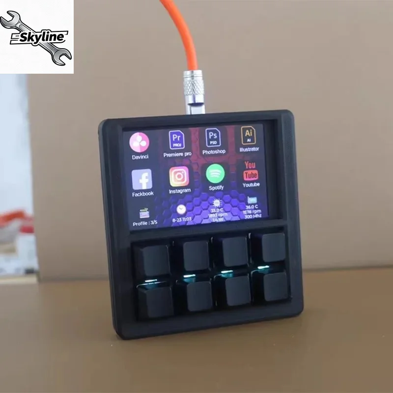 3.5 inch LCD DIY Quick Keyboard Desktop Console Programmable 8 keys Pad
