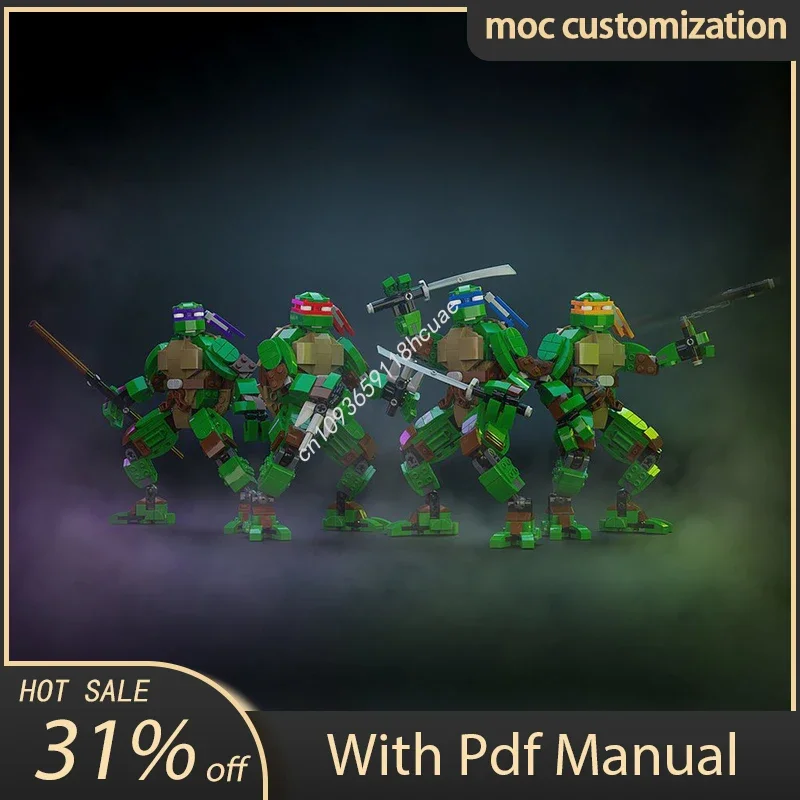 

1437 шт. MOC Черепашки-ниндзя, все 4 фигурки TMNT, строительные блоки, креативная сборка, кирпичи, игрушки, детский образовательный подарок