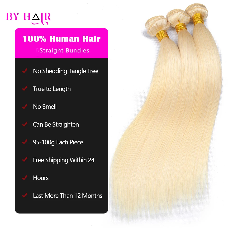 Honey Blonde Pacotes de cabelo humano, extensões retas, brasileiro Remy Hair Weave, 613, 30 ", 32", 1, 3, 4, atacado