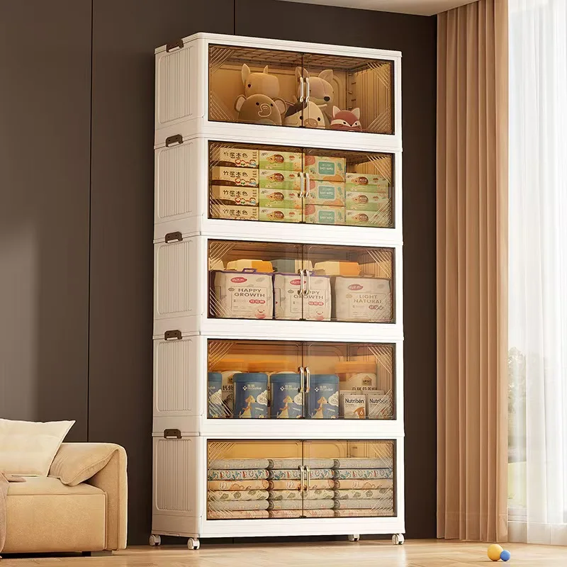 //Modern Solid Wood Wardrobes And Bedroom Storage Cabinets With Hinged Doors 4 Shelves Multiple Storage Containers