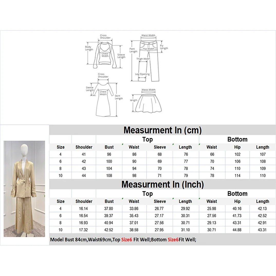 Terno feminino de calças largas, blazer com cordões, manga longa, cor cáqui claro, alta qualidade, coleção mais recente, outono, inverno, 2023