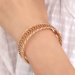 Golden Color Metal Chunky Bangle for Women Trendy Punk Adjustable Wrist Open Cuff Bracelets Bangles Party Statement Jewelry Gift
